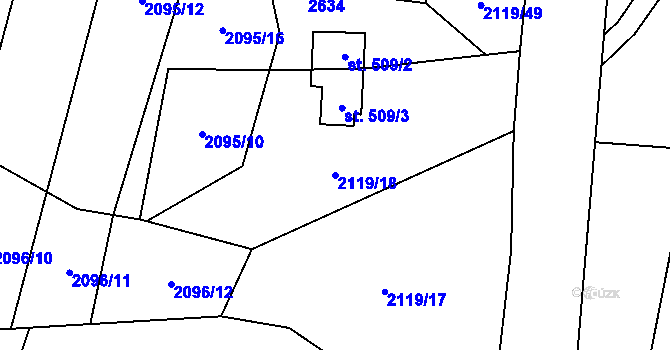 Parcela st. 2119/18 v KÚ Horní Lomná, Katastrální mapa