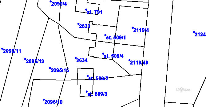Parcela st. 509/4 v KÚ Horní Lomná, Katastrální mapa