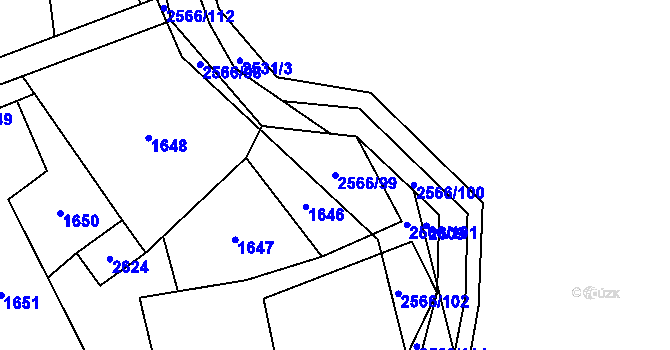 Parcela st. 2566/99 v KÚ Horní Lomná, Katastrální mapa