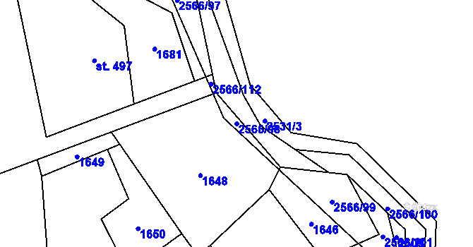 Parcela st. 2566/98 v KÚ Horní Lomná, Katastrální mapa