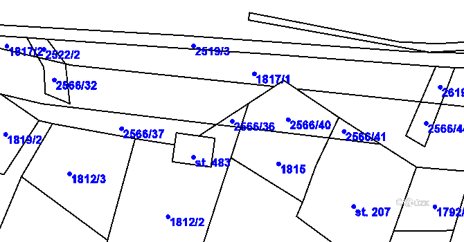 Parcela st. 2566/36 v KÚ Horní Lomná, Katastrální mapa