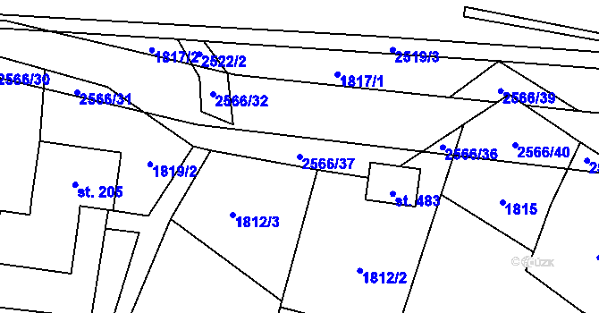 Parcela st. 2566/37 v KÚ Horní Lomná, Katastrální mapa
