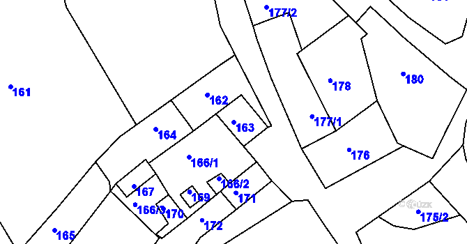 Parcela st. 163 v KÚ Horní Loučky, Katastrální mapa