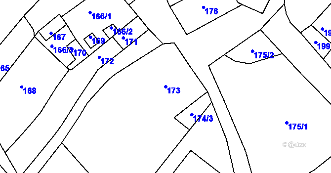 Parcela st. 173 v KÚ Horní Loučky, Katastrální mapa