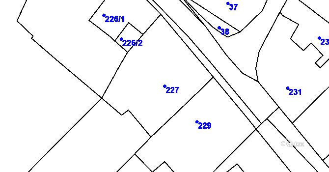 Parcela st. 227 v KÚ Horní Loučky, Katastrální mapa