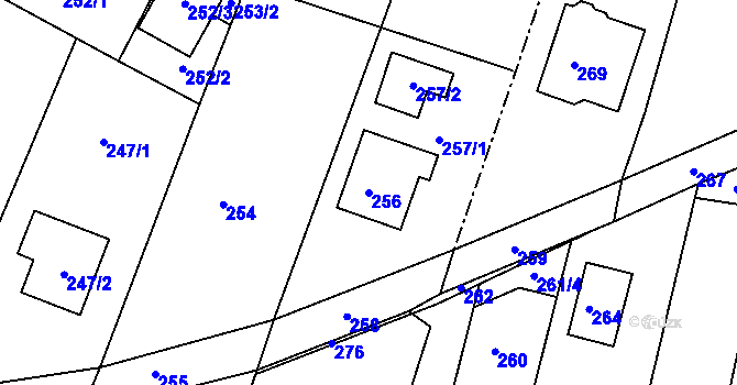 Parcela st. 256 v KÚ Horní Loučky, Katastrální mapa