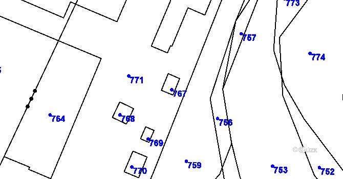 Parcela st. 767 v KÚ Horní Loučky, Katastrální mapa