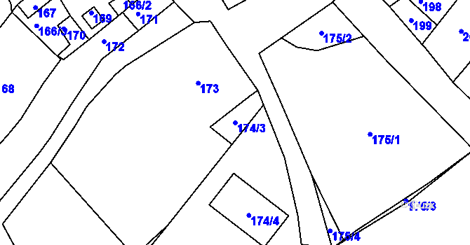 Parcela st. 174/3 v KÚ Horní Loučky, Katastrální mapa