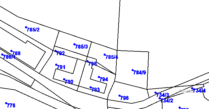 Parcela st. 785/4 v KÚ Horní Loučky, Katastrální mapa