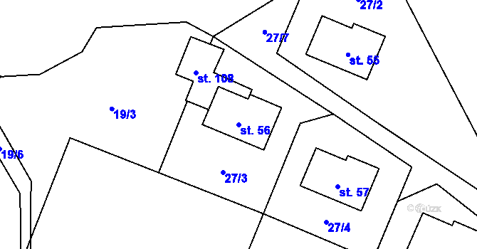 Parcela st. 56 v KÚ Skryje, Katastrální mapa