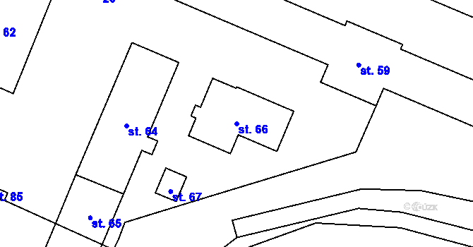 Parcela st. 66 v KÚ Skryje, Katastrální mapa