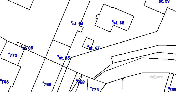Parcela st. 67 v KÚ Skryje, Katastrální mapa