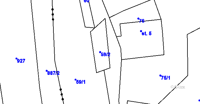 Parcela st. 59/2 v KÚ Skryje, Katastrální mapa
