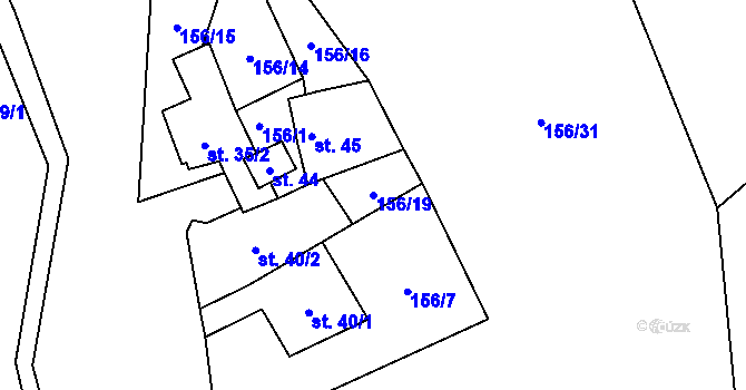 Parcela st. 156/19 v KÚ Skryje, Katastrální mapa