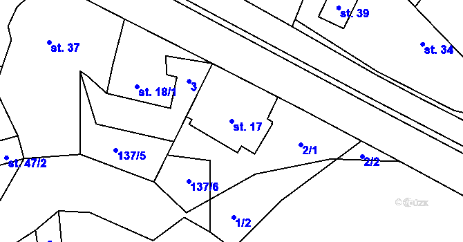 Parcela st. 17 v KÚ Újezd u Tišnova, Katastrální mapa