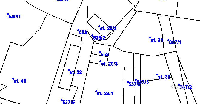 Parcela st. 29/2 v KÚ Újezd u Tišnova, Katastrální mapa