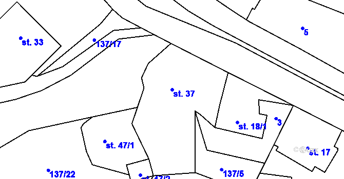 Parcela st. 37 v KÚ Újezd u Tišnova, Katastrální mapa