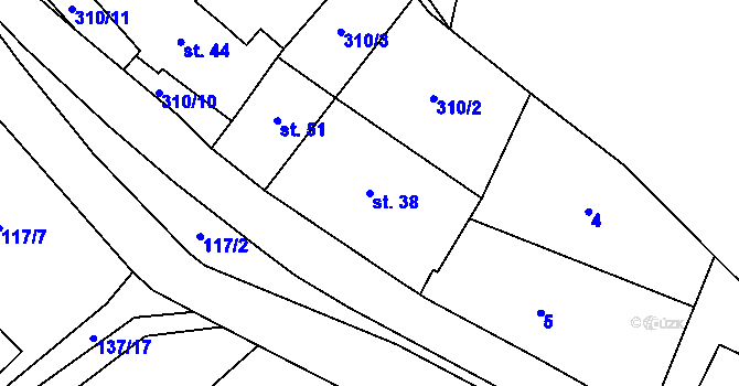 Parcela st. 38 v KÚ Újezd u Tišnova, Katastrální mapa