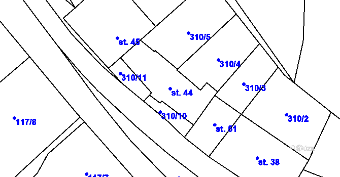 Parcela st. 44 v KÚ Újezd u Tišnova, Katastrální mapa