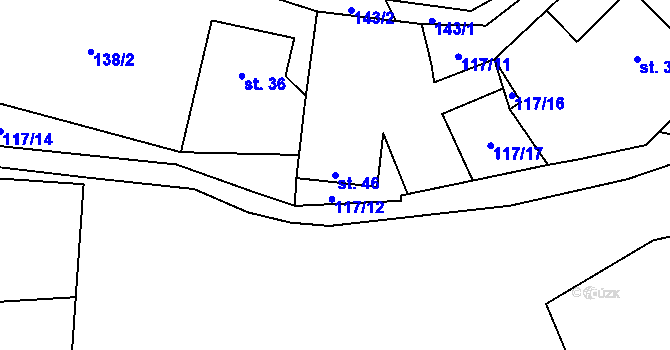 Parcela st. 46 v KÚ Újezd u Tišnova, Katastrální mapa