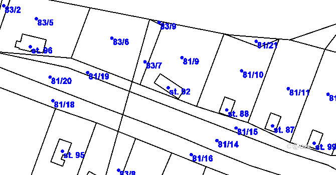 Parcela st. 92 v KÚ Újezd u Tišnova, Katastrální mapa