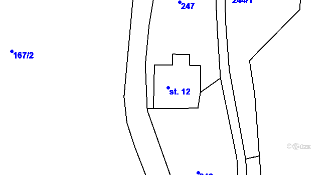 Parcela st. 12 v KÚ Dolní Albeřice, Katastrální mapa