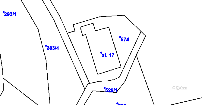 Parcela st. 17 v KÚ Dolní Albeřice, Katastrální mapa