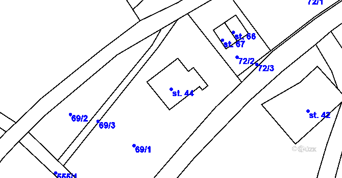 Parcela st. 44 v KÚ Dolní Albeřice, Katastrální mapa