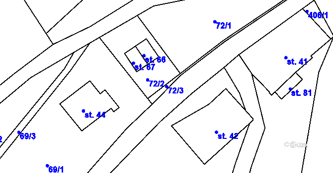 Parcela st. 72/3 v KÚ Dolní Albeřice, Katastrální mapa