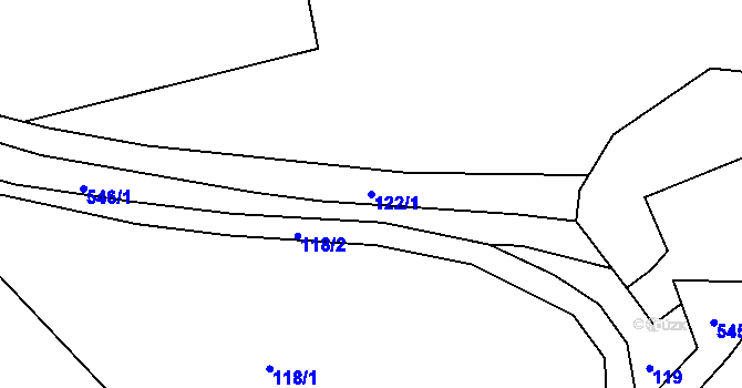 Parcela st. 122/1 v KÚ Dolní Albeřice, Katastrální mapa