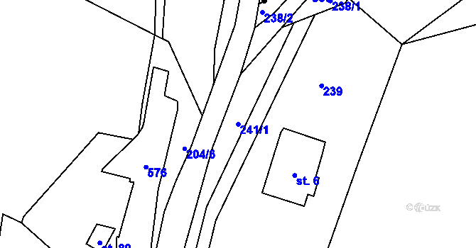 Parcela st. 241/1 v KÚ Dolní Albeřice, Katastrální mapa