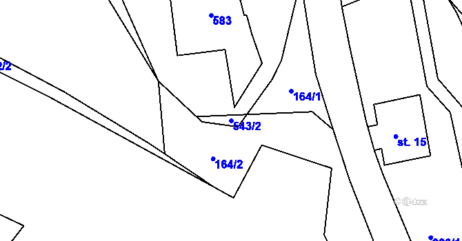 Parcela st. 543/2 v KÚ Dolní Albeřice, Katastrální mapa