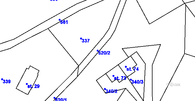 Parcela st. 520/2 v KÚ Dolní Albeřice, Katastrální mapa