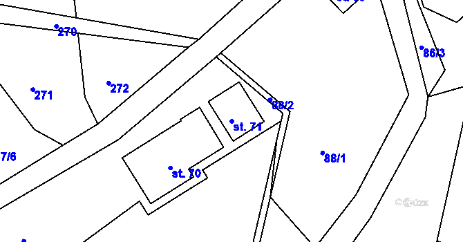 Parcela st. 71 v KÚ Dolní Lysečiny, Katastrální mapa