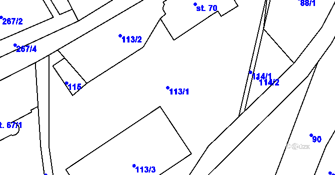 Parcela st. 113/1 v KÚ Dolní Lysečiny, Katastrální mapa