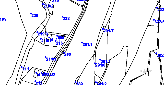 Parcela st. 291/1 v KÚ Horní Albeřice, Katastrální mapa