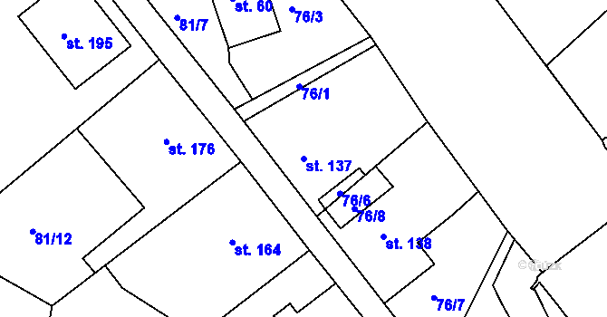 Parcela st. 137 v KÚ Horní Maršov, Katastrální mapa
