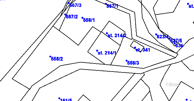 Parcela st. 214/1 v KÚ Horní Maršov, Katastrální mapa