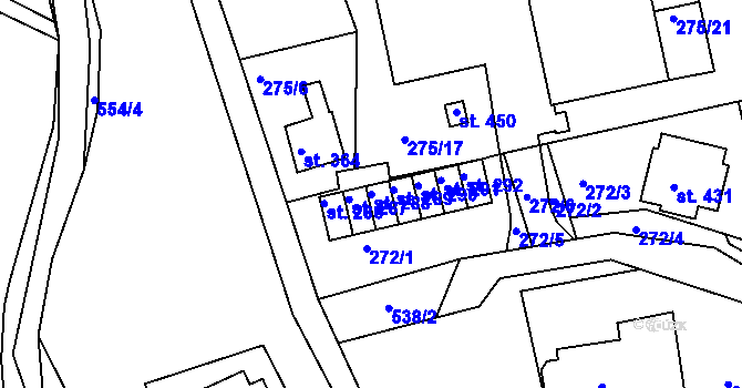 Parcela st. 288 v KÚ Horní Maršov, Katastrální mapa