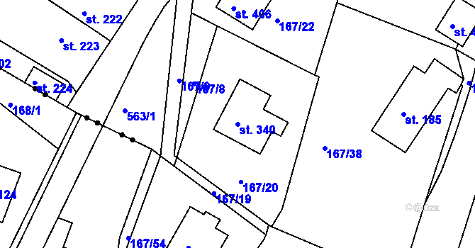 Parcela st. 340 v KÚ Horní Maršov, Katastrální mapa