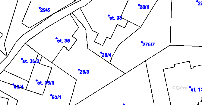 Parcela st. 28/4 v KÚ Horní Maršov, Katastrální mapa