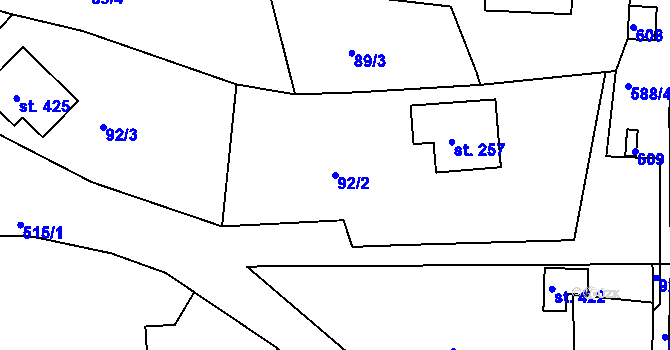 Parcela st. 92/2 v KÚ Horní Maršov, Katastrální mapa