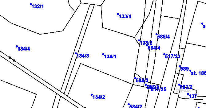 Parcela st. 134/1 v KÚ Horní Maršov, Katastrální mapa