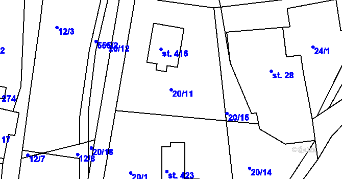 Parcela st. 20/11 v KÚ Horní Maršov, Katastrální mapa