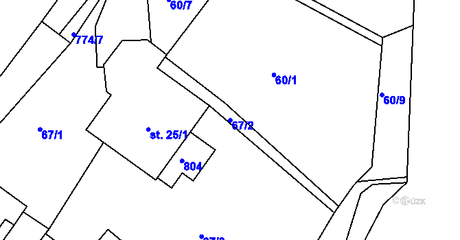 Parcela st. 67/2 v KÚ Maršov III, Katastrální mapa