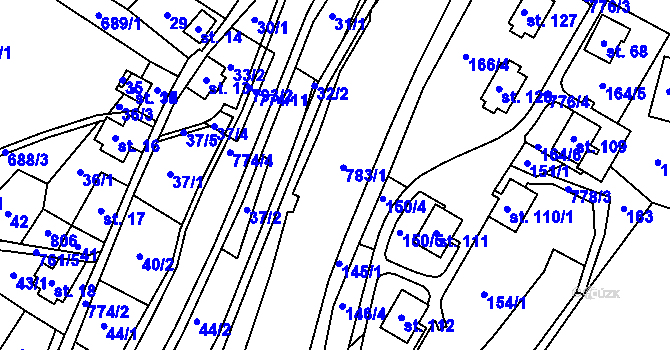 Parcela st. 783/1 v KÚ Maršov III, Katastrální mapa