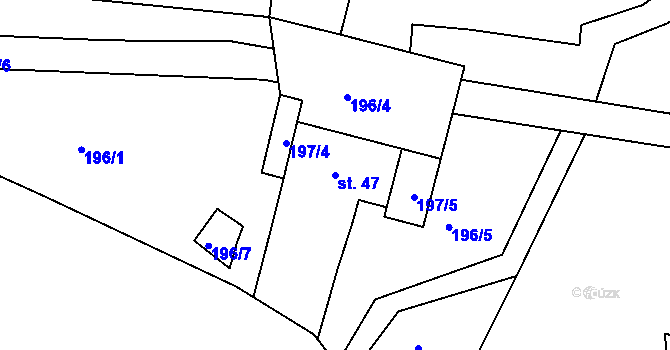Parcela st. 47 v KÚ Temný Důl, Katastrální mapa