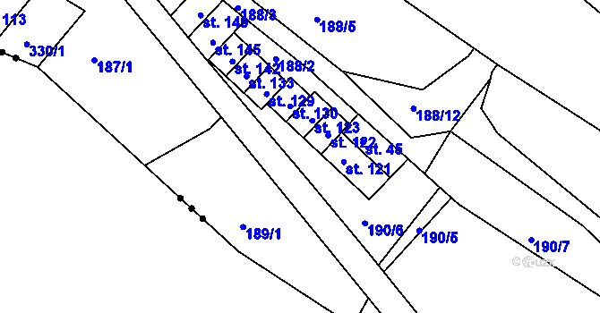 Parcela st. 188/6 v KÚ Temný Důl, Katastrální mapa