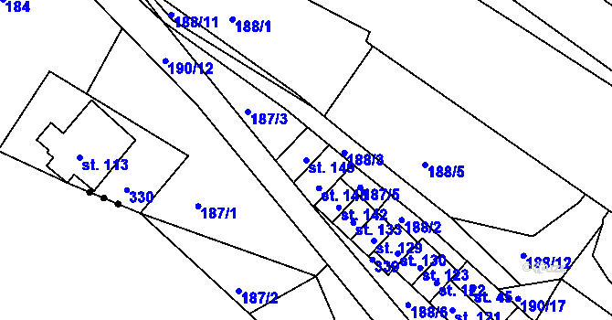 Parcela st. 149 v KÚ Temný Důl, Katastrální mapa