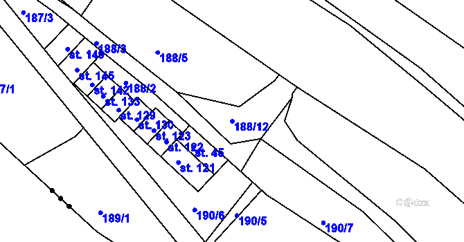 Parcela st. 188/12 v KÚ Temný Důl, Katastrální mapa